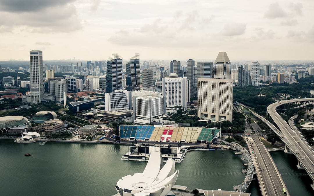 Birds eye view of Singapore's financial industrial district